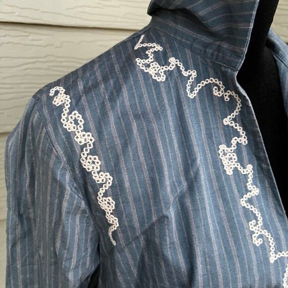 Sundance women’s size 8 blue stripe long sleeve tunic top - Picture 4 of 10